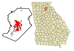 Hall County Georgia Incorporated and Unincorporated areas Gainesville Highlighted